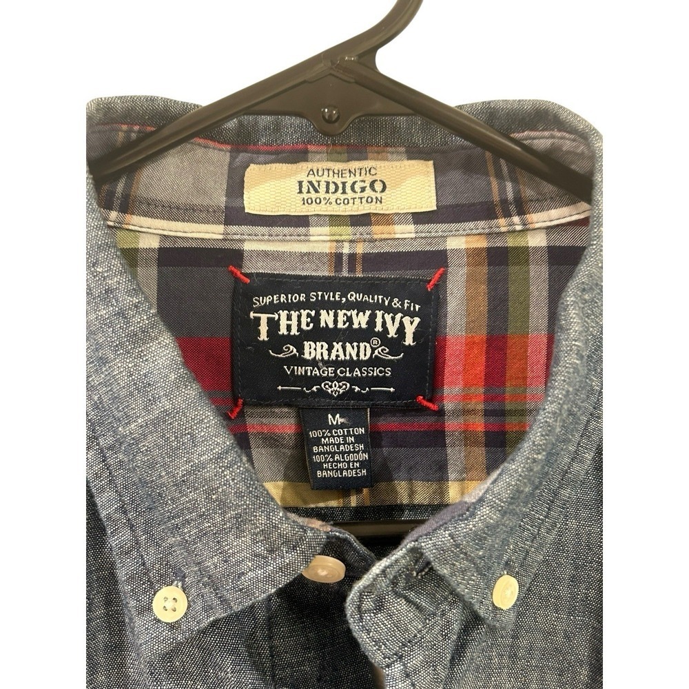 NWT The New Ivy Brand Linen Shirt Blue Denim Button-Up Long Sleeve Flip Cuff - Picture 5 of 5